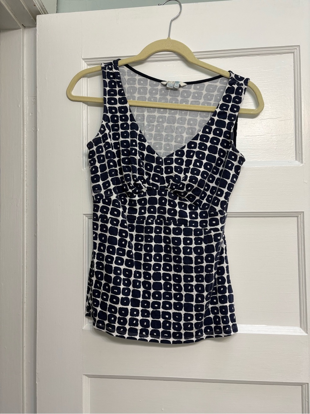 Navy & White Boden Printed V-Neck Tank Top size 6